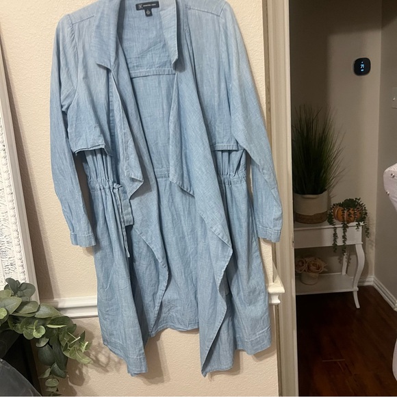 INC International Concepts Women's Blue Draped Chambray Jacket Large - Picture 13 of 16